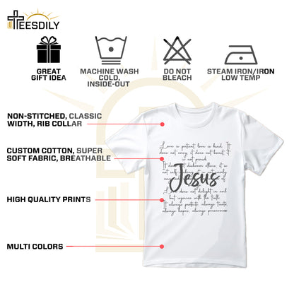 Teesdily | Jesus Christ Shirt, Love Is Patient Kind Sweatshirt Hoodie Mug, Christian Pray T-shirt, Faith Hope Love God Shirt, Jesus Lover Gifts