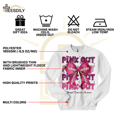 Teesdily | Breast Cancer Awareness Pink Shirt, Pink Out Tee Sweatshirt Hoodie Mug, Football Coquette T-shirt, Pink Ribbon, Game Day Shirt