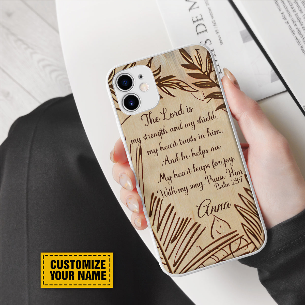 Teesdily | Customized Jesus Christ Phone Case, The Lord Is My Strength Wooden Print Religious Phone Cover, Jesus Lover Gift, Christian Gifts