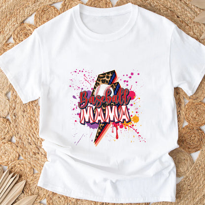 Teesdily | Baseball Mama Lightning Shirt, Mother's Day Softball Mom Shirt, Leopard Mama Tops, Sport Mom Gifts Unisex Tshirt Hoodie Sweatshirt Mug