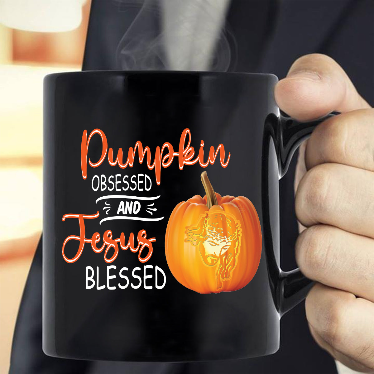 Teesdily | Jesus Pumpkin Shirt, Pumpkin Obsessed And Jesus Blessed Autumn Tee Sweatshirt Hoodie Mug, Christian Apparel, Pumpkin Jesus Lovers Gifts