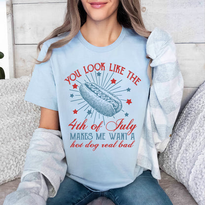 Teesdily | Indepdence Day Hotdog Funny Shirt, 4th Of July Hot Dog Real Bad Sweatshirt Hoodie, Independence Day Humor Mug, American Pride Gifts