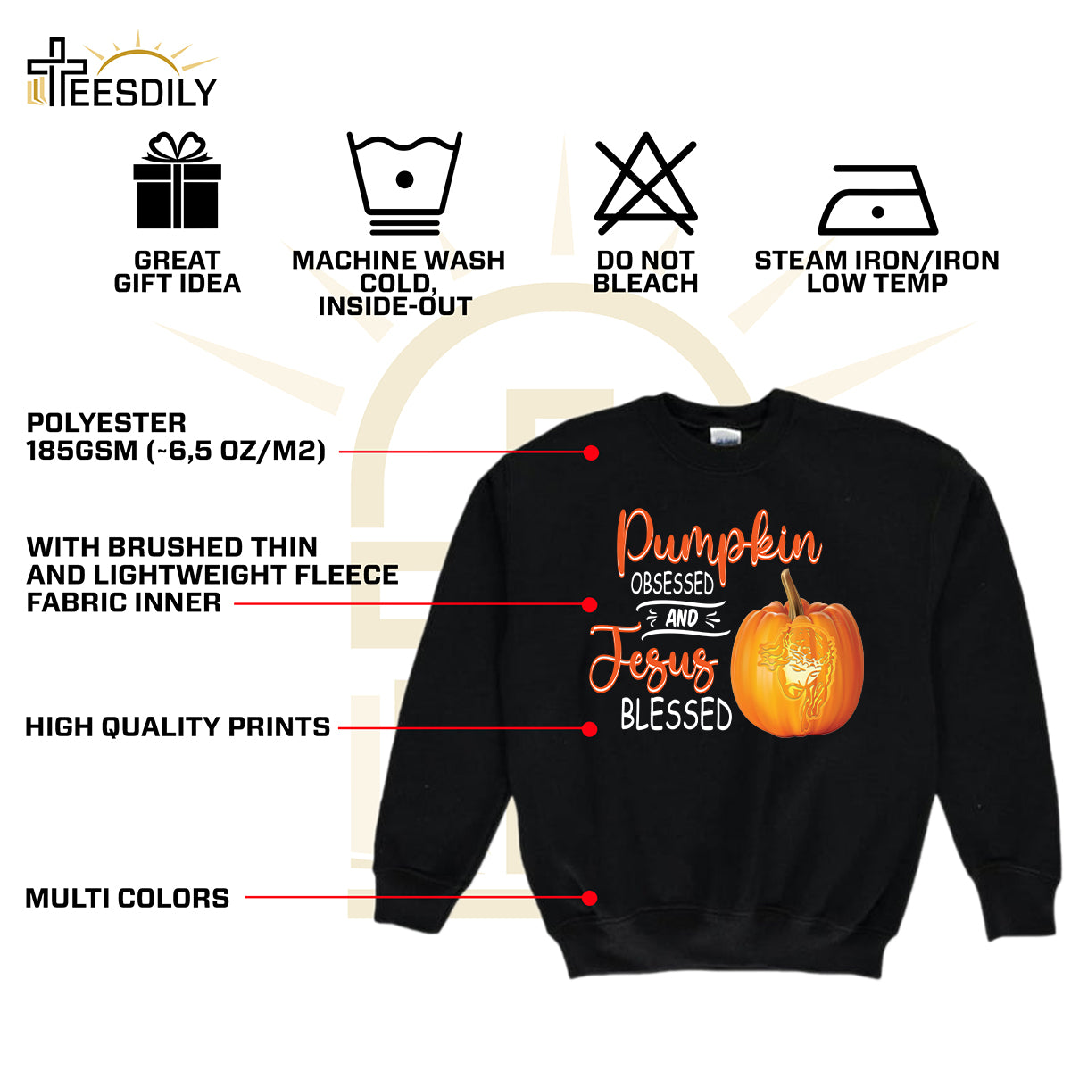 Teesdily | Jesus Pumpkin Shirt, Pumpkin Obsessed And Jesus Blessed Autumn Tee Sweatshirt Hoodie Mug, Christian Apparel, Pumpkin Jesus Lovers Gifts