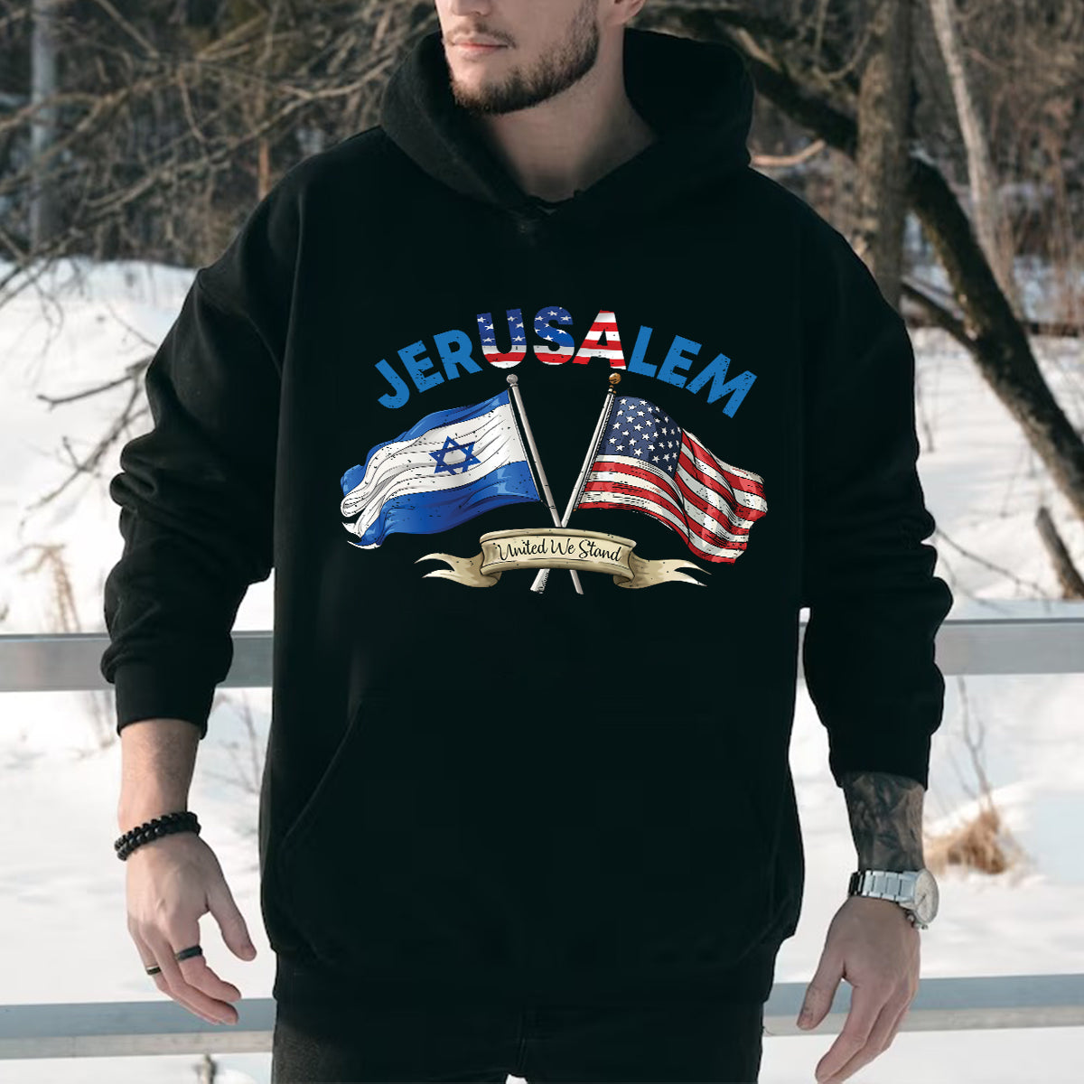 Teesdily | United We Stand With Jerusalem Shirt, Jerusalem Flag Shirt, Jerusalem Support Unisex Tshirt Hoodie Sweatshirt Mug