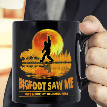 Teesdily | Bigfoot Moon Art Shirt, Bigfoot Saw Me But Nobody Believes Him Tee Sweatshirt Hoodie Mug, Funny Shirt, Bigfoot Believers Gifts