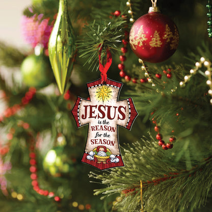 Teesdily | Jesus Nativity Acrylic Ornament, Jesus Is The Reason For The Season Christmas Ornament, Jesus Lovers Gifts, Christian Christmas Gifts