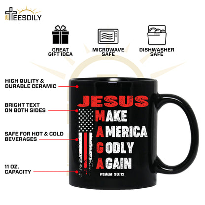 Teesdily | Jesus American Flag Shirt, Jesus Make America Godly Again Tee Sweatshirt Hoodie Mug, Jesus Lovers Tee Gifts, Patriotic Shirt