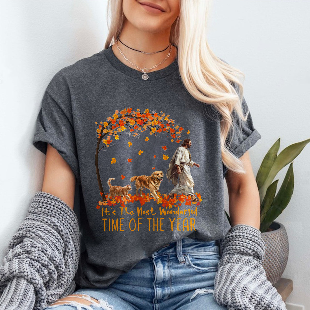 Teesdily | Jesus Golden Retriever Cat Shirt, It's The Most Wonderful Time Of The Year Sweatshirt Hoodie Mug, Halloween Shirt, Dog Cat Lover Gift