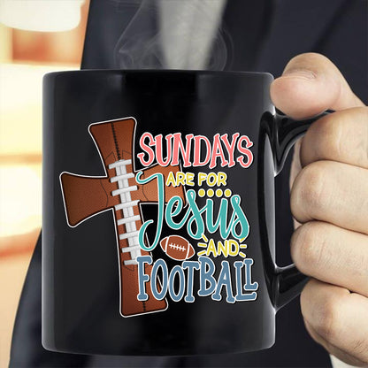 Teesdily | Christian Sundays Are For Jesus And Football Shirt, Jesus Cross Football Sweatshirt, Halftime Show Hoodie Mug Sport Gift