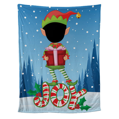 Teesdily | Christmas Elf Customized Fleece Blanket Nursery Xmas Sherpa Blanket Christmas Joy Funny Customize Blankets With Photos Gift For Kids