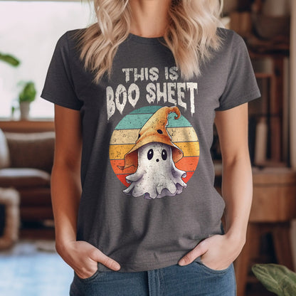 Teesdily | Cute Ghost Retro Halloween Shirt, This Is Boo Sheet Tee Sweatshirt Hoodie Mug, Happy Halloween Apparel, Halloween Gifts