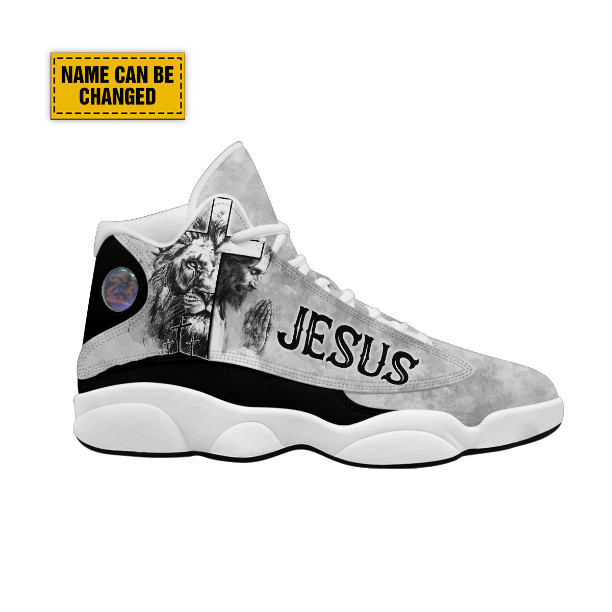 Teesdily | Personalized Jesus And Lion Basketball Shoes, Lion Of Judah Shoes, God Lover Religious Custom Gifts Unisex Basketball Shoes