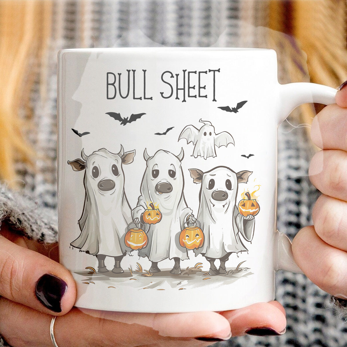 Teesdily | Halloween Ghost Cows Shirt, Bull Sheet T-shirt, Funny Cow Ghost Sweatshirt Hoodie Mug, Retro Halloween Spooky Season Tee, Halloween Gift