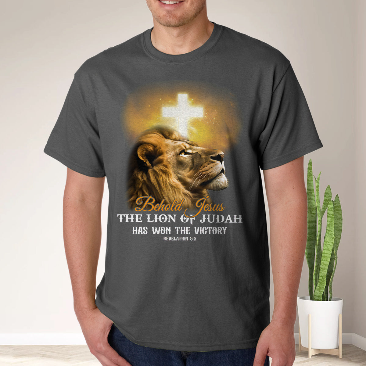 Teesdily | The Lion Of Judah Jesus Shirt, Behold Jesus The Lion Of Judah Has Won Victory, Lion Of Judah Hoodie Sweatshirt, Behold Mug