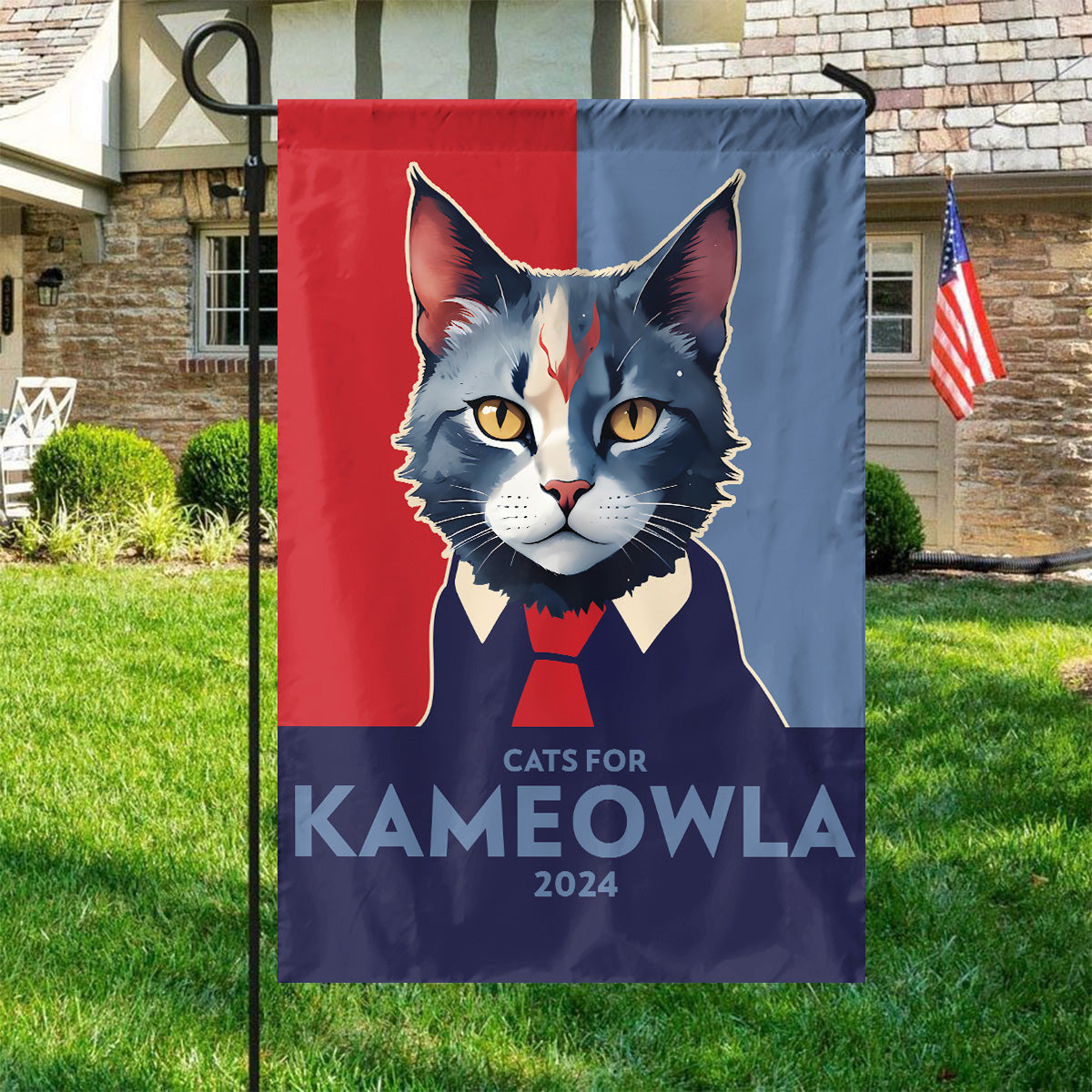 Teesdily | Cats For Kameowla 2024 Flag, Garden Flag House Outdoor Decor, Feminist 2024 Flag, Gift For Cat Lovers