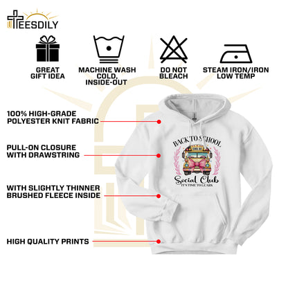 Teesdily | Back To School School Bus Shirt, Back To School Social Club It's Time To Learn Tee Hoodie Sweatshirt Mug Teacher