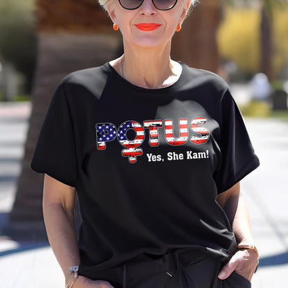 Teesdily | Potus Shirt, Lotus For Potus Sweatshirt Hoodie Mug, Potus Yes She Kam Tee, Comma La T-shirt, Women's Leadership, Patriot Gift