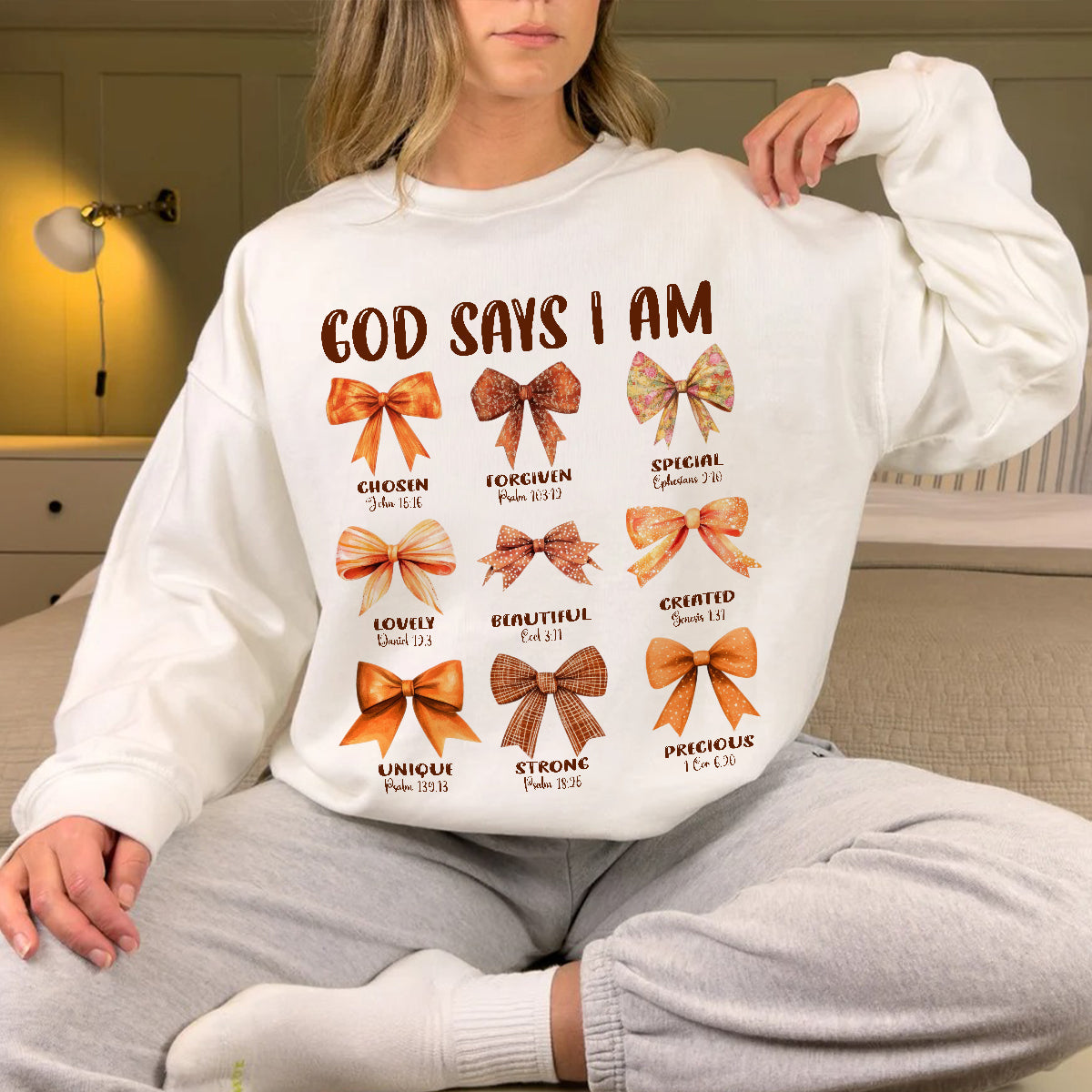 Teesdily | Jesus Thanksgiving Bow Set Shirt, God Says I Am Chosen Forgiven Special Tee Sweatshirt Hoodie Mug, Jesus Lovers Thanksgiving Coquette Gifts