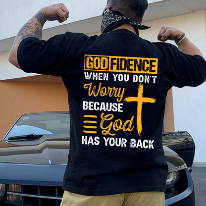 Teesdily | Jesus Cross Shirt, God Fidence When You Don't Worry Because God Has Your Back Tee Sweatshirt Hoodie Mug, Jesus Lovers Gifts, Christian Tee