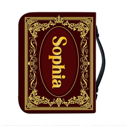 Teesdily | Personalized Jesus Vintage Bible Bags, A Mans Heart Plans His Course Bible Case, Christian Bible Holder, Religious Bible Cover With Handle