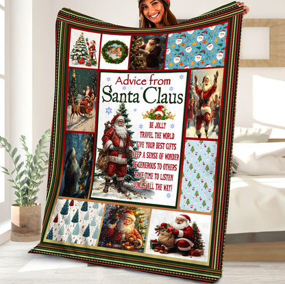 Teesdily | Santa Claus Christmas Blanket Throw, Advice From Santa Blanket, Christmas Noel Quilt Blanket, Home Decor Christmas Gift