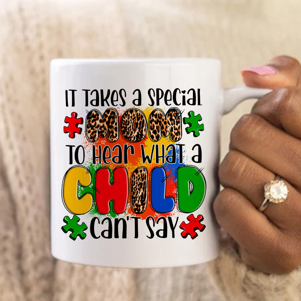 Teesdily | Autism Mom Leopard Shirt, A Mother's Special Love It Takes A Special Mom Hoodie Sweatshirt Mug, Mothers Day Gifts, Autism Support Gifts