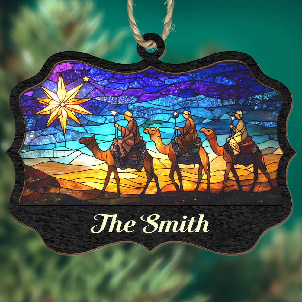 Teesdily | Customized Jesus Nativity 3 Wise Men Christmas Ornament, Holy Night Suncatcher, Jesus Lover Gift, Christmas Ornament