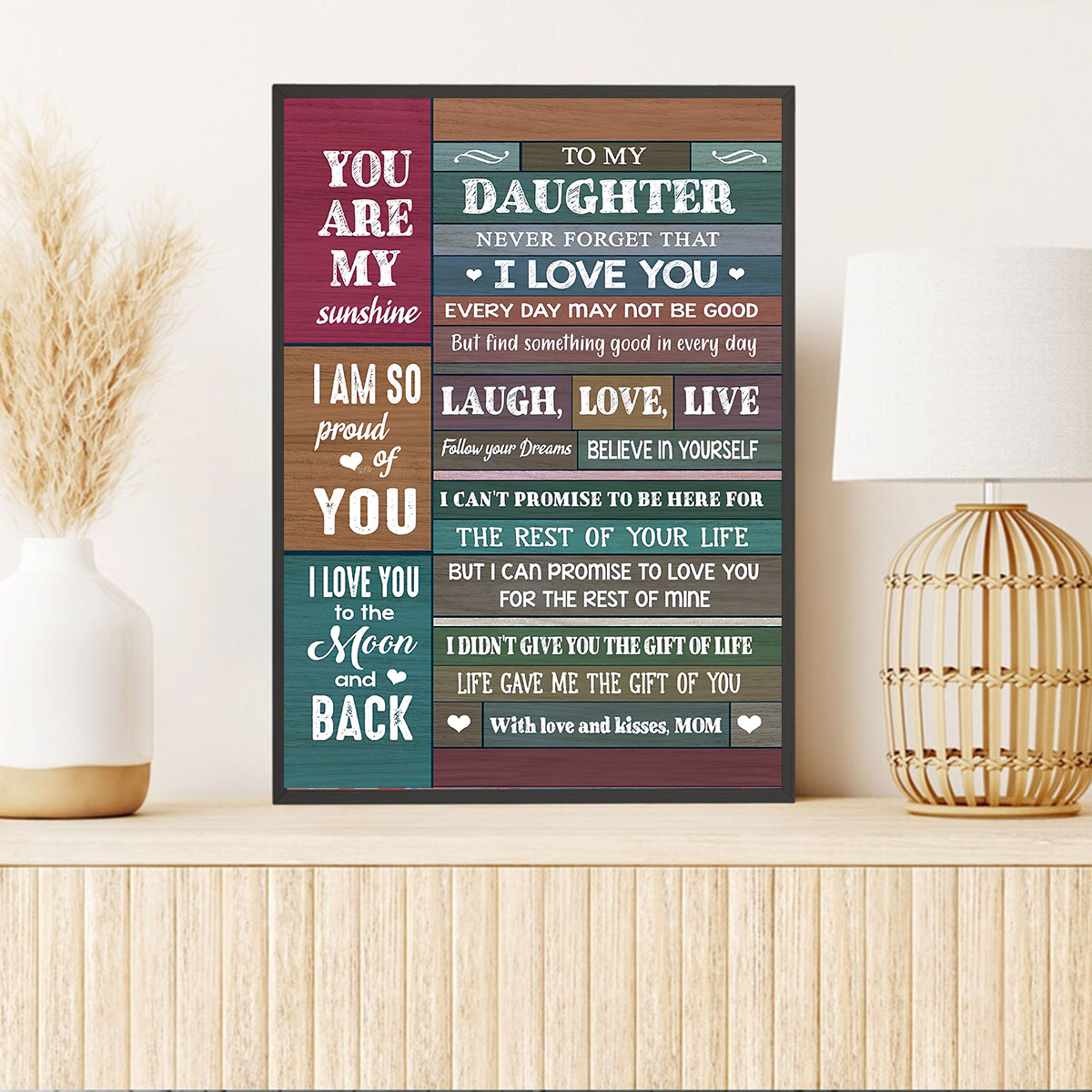 Teesdily | To My Daughter Vintage Poster Canvas, Never Forget That I Love You Wall Art, Daughter Birthday Gift From Mom, Daughter's Room Decoration