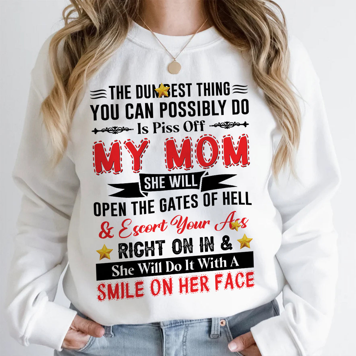 Teesdily | Mom Mother Day Shirt, Piss Off My Mom She Will Open The Gates Of Hell Tops, Humor Gift For Mom Unisex Tshirt Hoodie Sweatshirt Mug