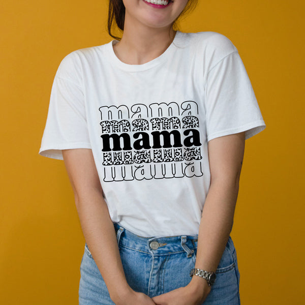 Teesdily | Leopard Mama Shirt, Motherhood Shirt, Mama Cheehtah Print Tops, Cool Mom Tee, Gift For Mothers Day Unisex Tshirt Hoodie Sweatshirt Size S-5Xl / Mug 11-15Oz