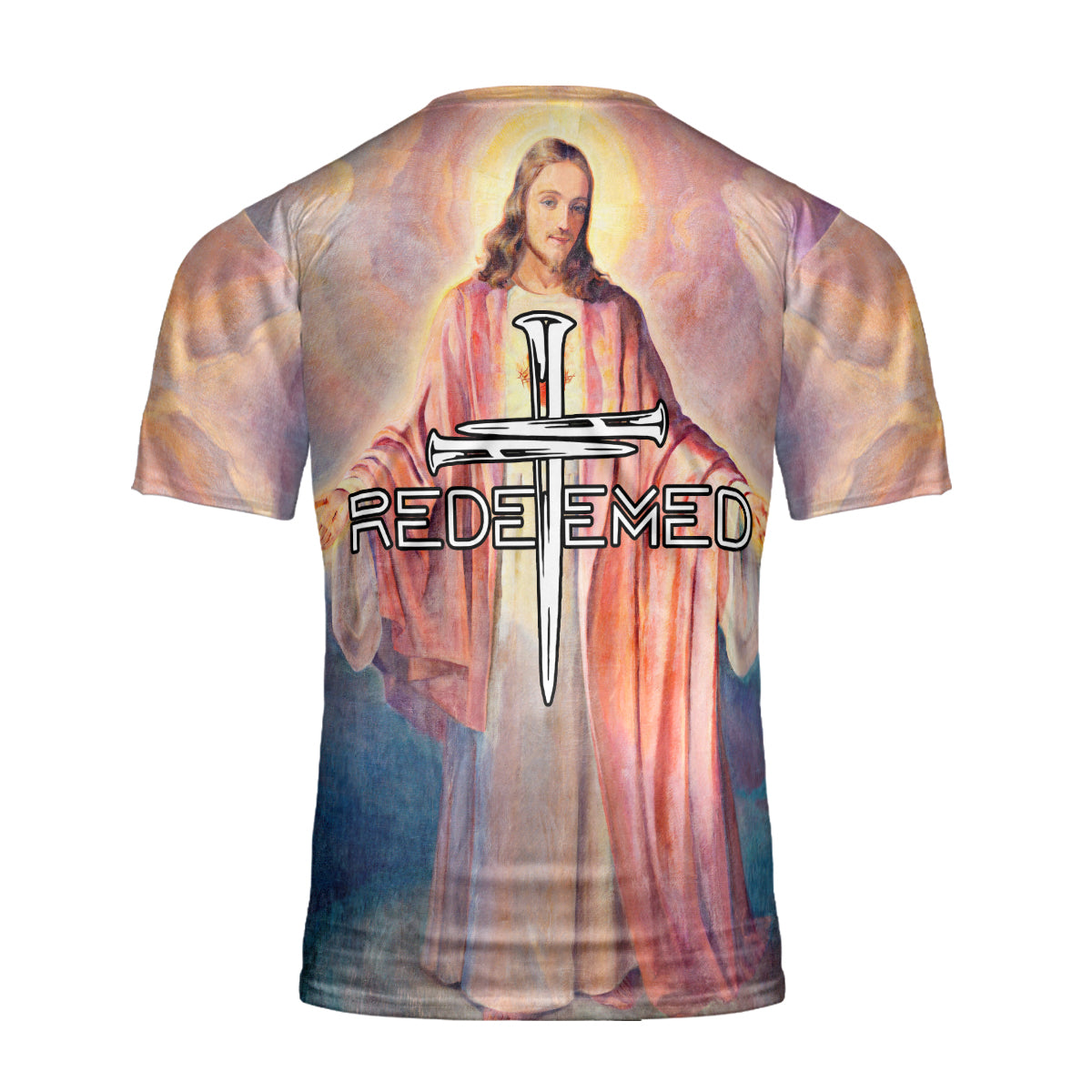 Teesdily | Jesus Christian Heaven Religion 3D T-Shirt God Christ Cross Redeemed Sport All Over Print Shirt Religious Gifts