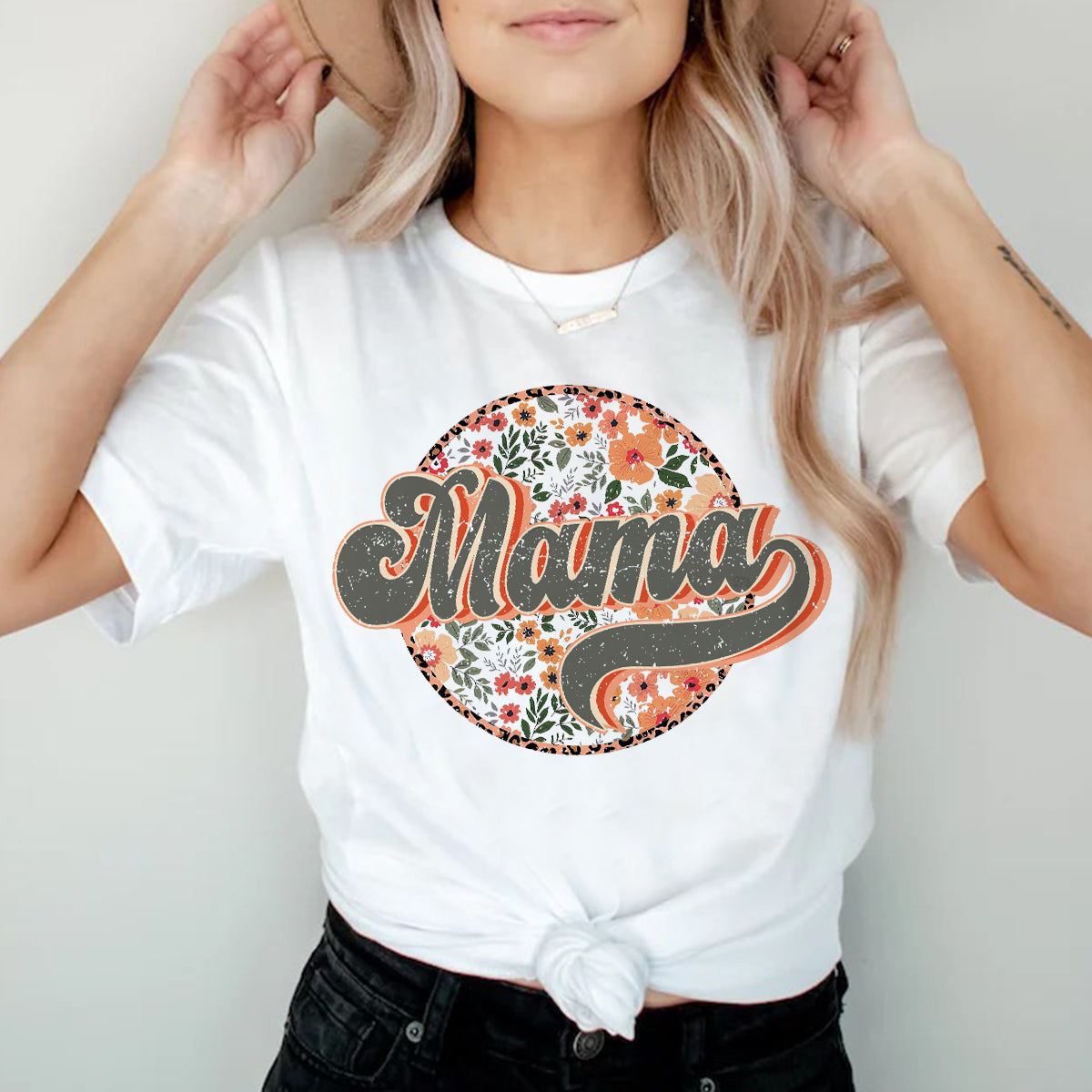 Teesdily | Mama Retro Style Shirt, Mom Floral Shirt Top, Mothers Day Gifts, Vintage Streetwear Apparel Unisex Tshirt Hoodie Sweatshirt Mug