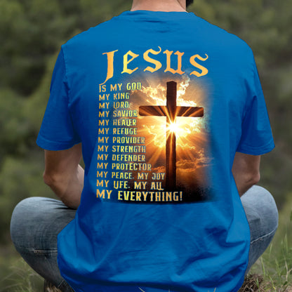 Teesdily | Jesus Is My God Shirt, Jesus My Everything Sweatshirt , Jesus Christian Cross Light Hoodie Mug, Religious Faith Gift