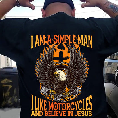 Teesdily | Christian Biker Shirt, Jesus Eagle Motorcycles Sweatshirt Hoodie Mug, Simple Man Like Motorcycles And Believe In Jesus, Speed Lover Gifts