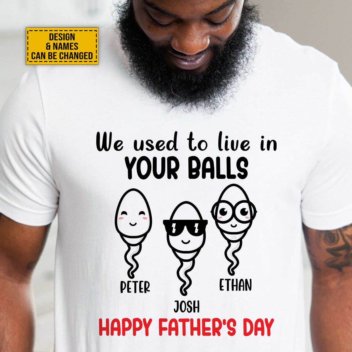 Teesdily | Personalized We Used To Live In Your Balls Happy Father's Day Cute Funny Shirt Heartwarming Gift For Dad Gifts