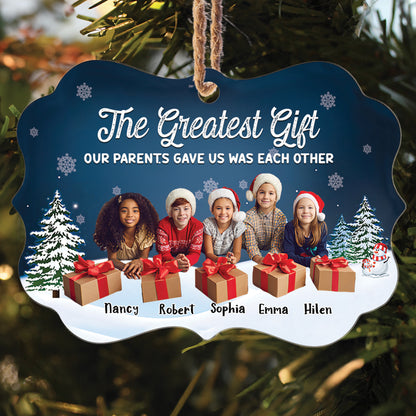 Teesdily | Customized Family Gift Acrylic Christmas Ornament, The Greatest Gift Our Parents Gave Us Was Each Other Xmas Gift