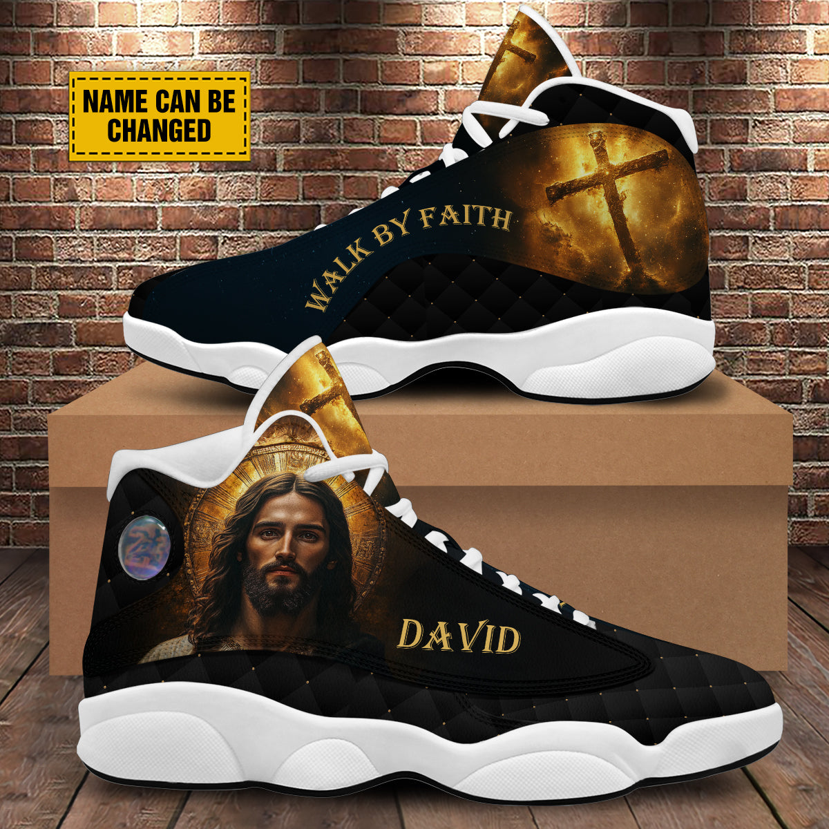 Teesdily | Custom Jesus Walk By Faith Shoes, Christian Basketball Shoes For Men Women, Christ Faith Religious Running Shoes, Gift For Jesus Lovers