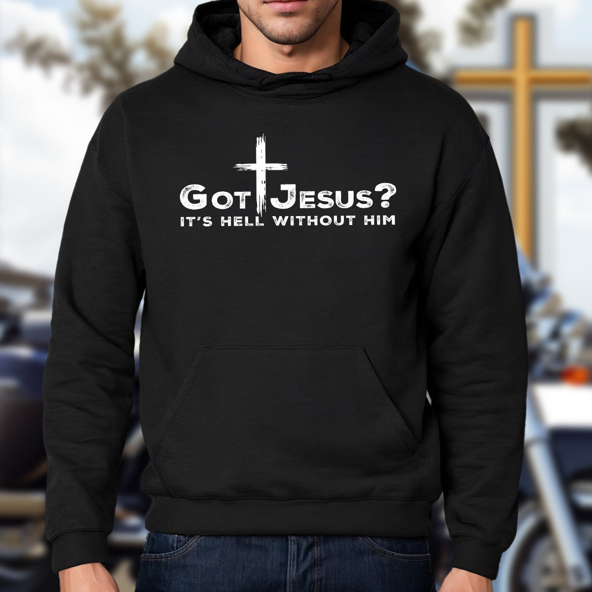 Teesdily | Jesus Cross Shirt, Got Jesus It's Hell Without Him Tee Sweatshirt Hoodie Mug, Jesus Lovers Gifts, Christian Apparel