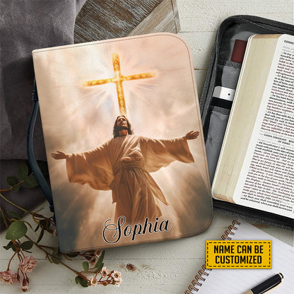 Teesdily | Personalized Jesus Christ Ascension Day Bible Cover Resurrection Of Jesus Bible Holder Love In Christ Jesus Lord Custom Religious Gifts