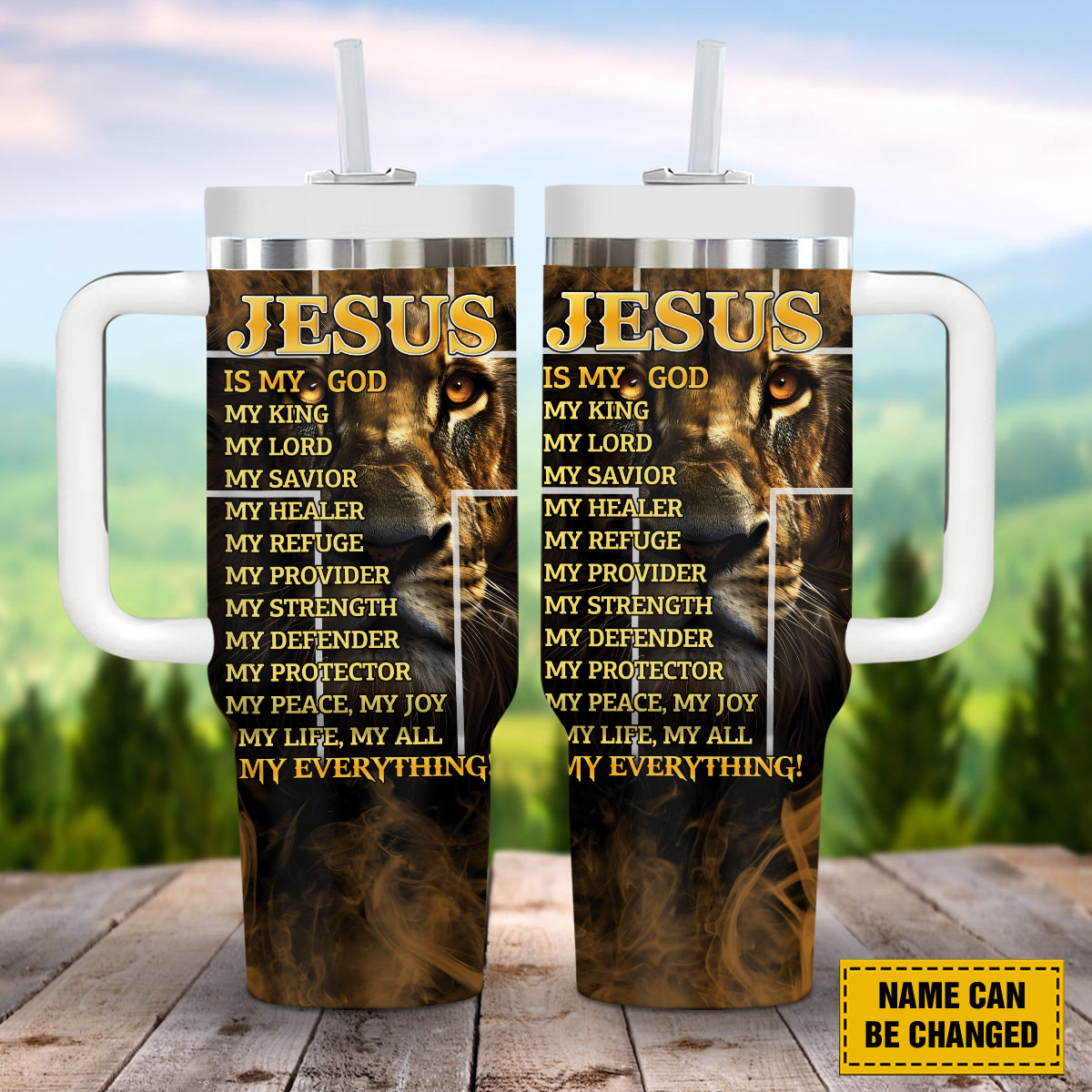 Teesdily | Customized Jesus Lion Of Judah Tumbler, Jesus Is My God My King Stainless Tumbler, Jesus Believer Gifts, Christian Gifts 40oz Tumbler