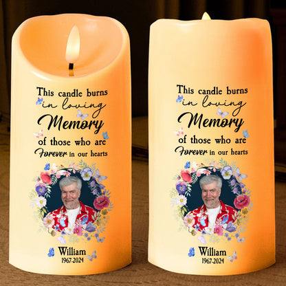 Teesdily | Customized Memorial Family Led Candle, Forever In Our Heart Flameless Candle Xmas Gift, Christmas Candle Gift