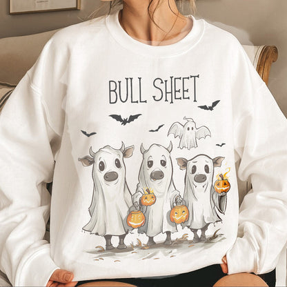 Teesdily | Halloween Ghost Cows Shirt, Bull Sheet T-shirt, Funny Cow Ghost Sweatshirt Hoodie Mug, Retro Halloween Spooky Season Tee, Halloween Gift