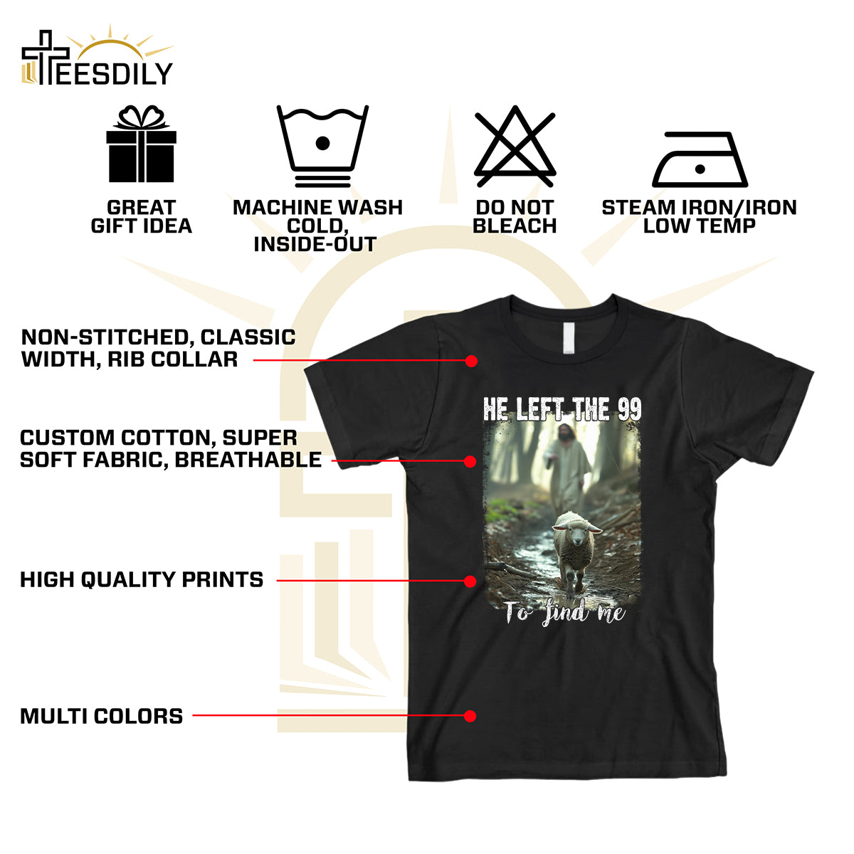 Teesdily | Lamb Of God Shirt, He Left The 99 To Find Me T-Shirt, Jesus Running After A Lost Lamb Sweatshirt Hoodie Mug, Christian Jesus Lover Gift