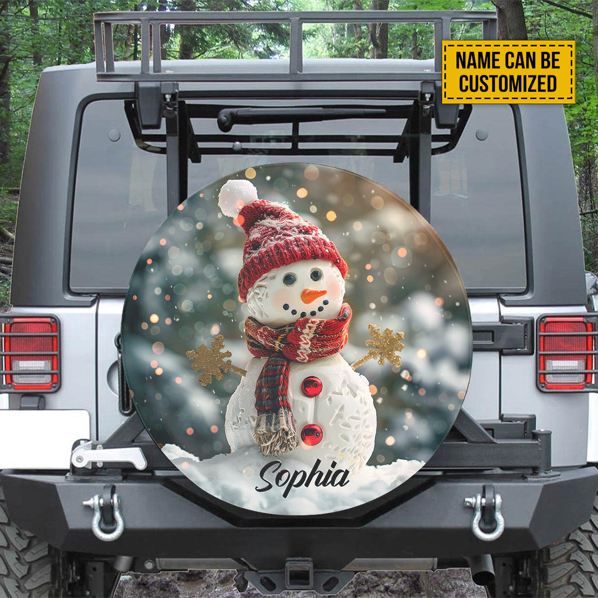 Teesdily | Christmas Snowman Spare Tire Cover, Christmas Theme Wheel Tire Cover, Christmas Car Accessories, Christmas Gift For Friend, Seasonal Decor