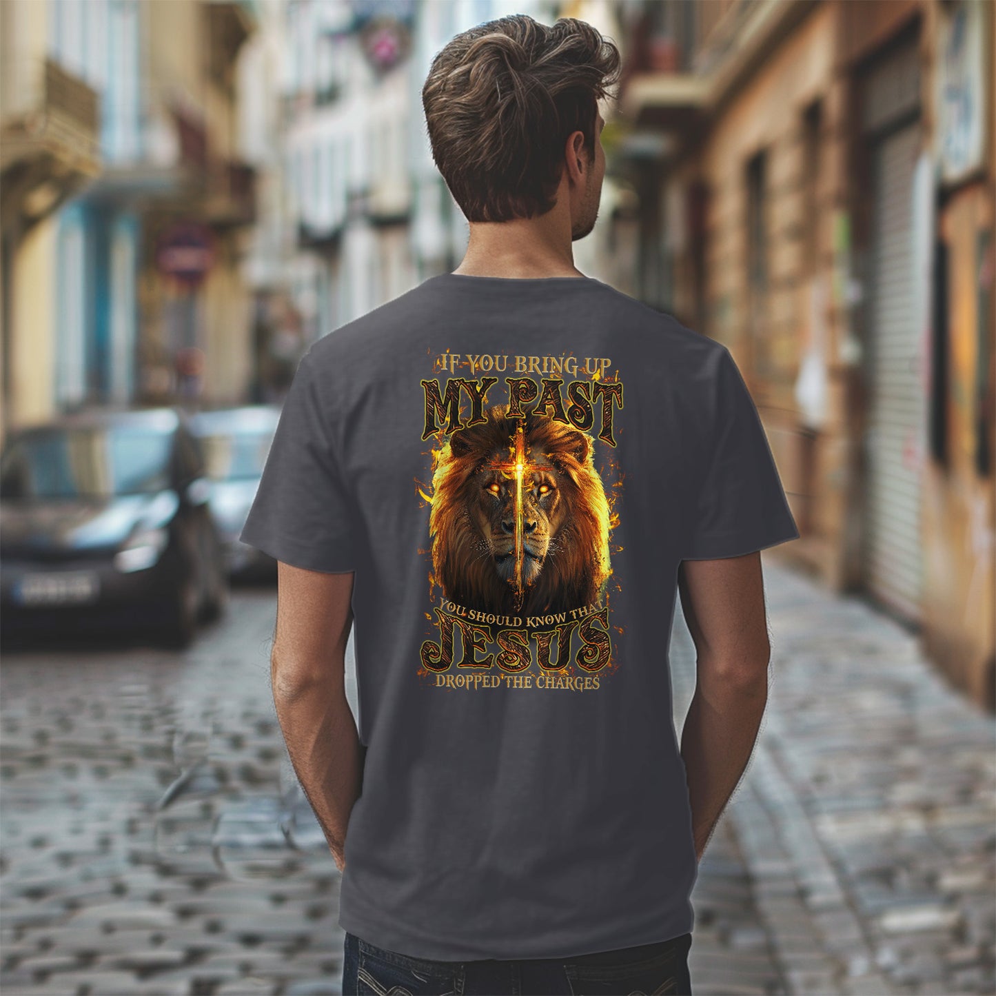 Teesdily | Jesus Christ Lion Cross Shirt, Jesus Dropped The Charges Lion Sweatshirt, Faith Religious Hoodie Mug, Jesus Lover Gift