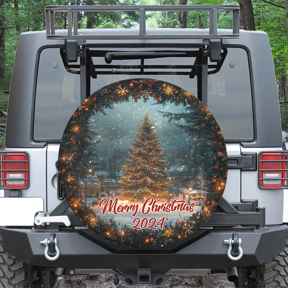 Teesdily | Holy Family Car Spare Tire Cover, Merry Christmas 2024 Wheel Cover, Jesus Christmas Tire Protector Decoration Gift