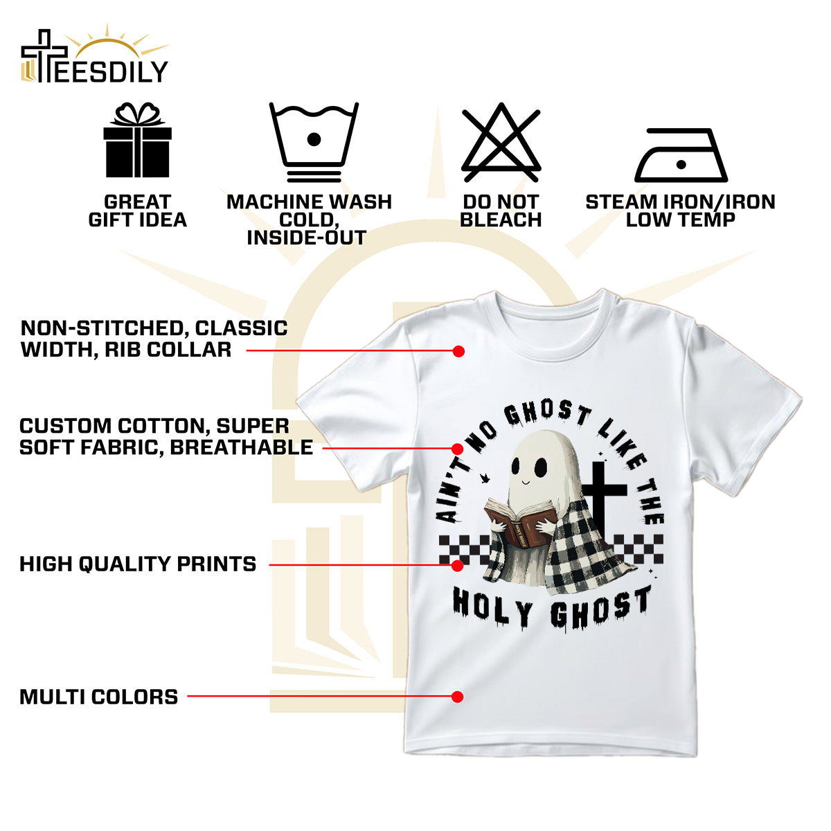 Teesdily | Holy Spirit Jesus Halloween Shirt, Ain't No Ghost Like The Holy Ghost Tee Sweatshirt Hoodie Mug, Halloween Christian Shirt