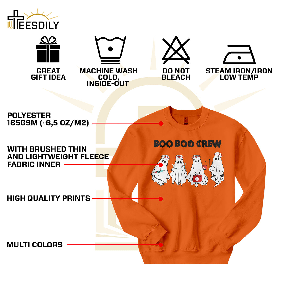 Teesdily | Funny Halloween Nurse T-shirt, Boo Boo Crew Cute Ghost Tee Sweatshirt Hoodie Mug, Halloween Nursing Gift, Cute Nurse Spooky Season Gifts