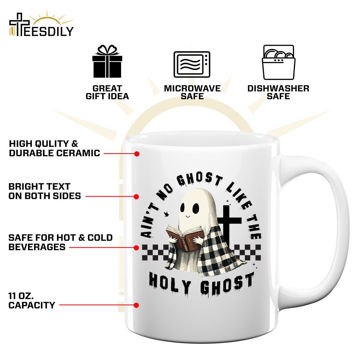 Teesdily | Holy Spirit Jesus Halloween Shirt, Ain't No Ghost Like The Holy Ghost Tee Sweatshirt Hoodie Mug, Halloween Christian Shirt