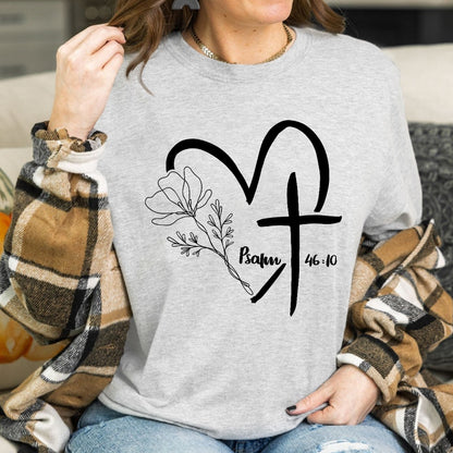 Teesdily | Jesus Shirt God Cross Flower Love Psalm, Faith Hope Love, Heart Cross God , Unisex Tshirt Hoodie Sweatshirt Mug, Religious Gift